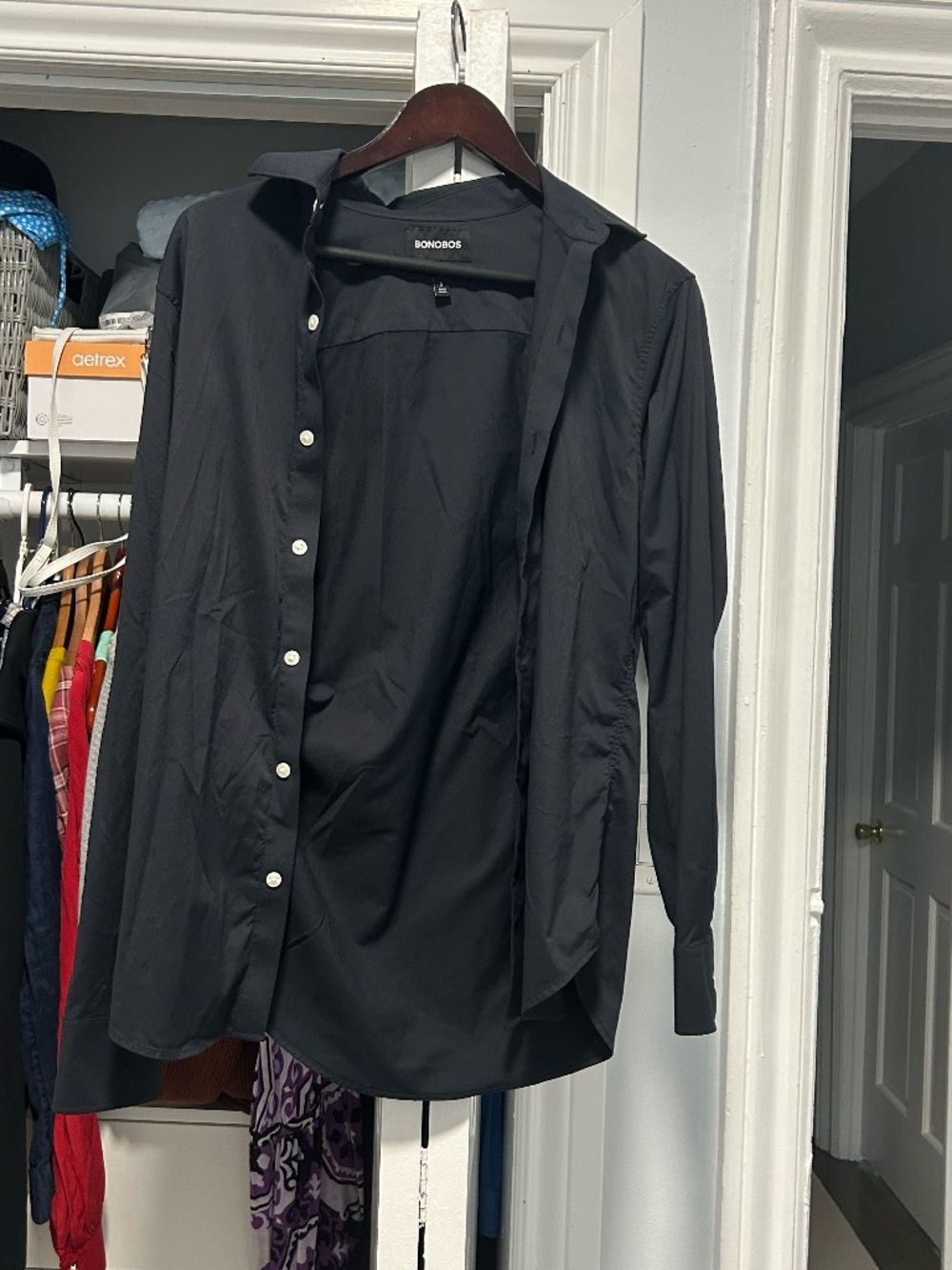 Bonobos button down black collared shirt, size Small